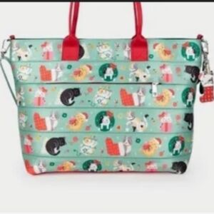 Harveys Meowy Christmas Cat Print Medium Streamline Tote Cross Body Bag